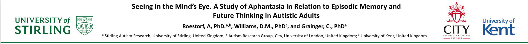 INSAR poster: Seeing in the Mind’s Eye. A Study of Aphantasia in Relation to Episodic Memory and Future Thinking in Autistic Adults