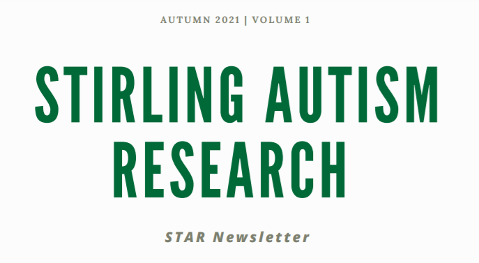 Stirling Autism Research, STAR research newsletter in green text